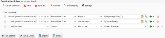 Expression criteria to locate records breaching within the next 7 days